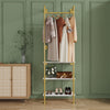 Heavy Duty Gold Industrial Pipe Clothing Rack Wall Open Wardrobe Tier Shoe Rack