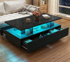 High Gloss LED Coffee Table With Storage Wooden 2 Drawer Living Room Furniture