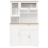 180cm Tall Kitchen Storage Display Cabinet w/ LED Lights, Drawers, Doors, White