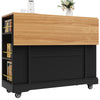 Rolling Kitchen Island on Wheels Storage Trolley w/ Large Cabinet Cupboard Black
