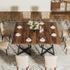 Square Dining Table for 4, Industrial kitchen table with Sturdy Metal Frame