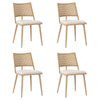 4 Pcs Retro Dining Chairs Set Kitchen Chairs with Rattan Backrest & Padded Seat