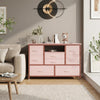 TV Stand with LED Light for 32-50" TVs, Media Console Table w/ 8 Drawers Bedroom