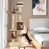 190 cm 6-Tier Cat Tree Rubber Wood Cat Tower Furniture W/ Sisal Scratching Posts