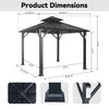 3x3m Outdoor Metal Hardtop Gazebo Double Roof W/ Netting Pole 4 LED Lights