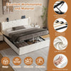King Bed Storage Bed Frame w/ Diamond Tufted Headboard, USB-C Charging, Beige
