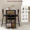 3 PCS Dining Table Set 2 Upholstered Chairs with Storage Shelves for Space