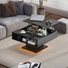 Square Coffee Table with LED Lights Cocktail Sofa Table for Living Room Black