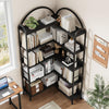 Arched Bookshelf Corner Bookcase L Shaped Bookshelf Metal Frame Display Rack