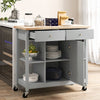 Mobile Kitchen Island Cart Rolling Kitchen Island w/ Rubber Wood Top (Grey)