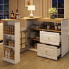 Sideboard Bar Table with Storage Cabinet, Drawer, Spice Rack, Adjustable Shelves