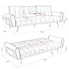 Sofa Bed 3 Seater Faux Leather Click Clack Couch Cup Holders Grey Cream Black