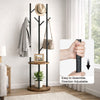 Freestanding Coat Rack Stand with 8 Hooks and Storage Shelves, Coat Stand