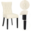 2 pcs Faux Leather Dining Chairs Set PU Seat Soft Back Wooden Legs Kitchen Chair