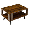 Industrial Coffee Table 2-Tier Wooden Center Table Small Side Table Living Room