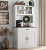 Kitchen Cabinet Hutch Storage Pantry with Microwave Stand Freestanding Buffet