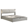 Super King Bed 180x200cm w/ LED Lighting, Hydraulic Storage & USB Charging, Grey