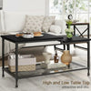 2-Tier Coffee Table End Table Living Room Center Table with Mesh Storage Shelf