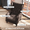 Accent Chair Wingback Armchair Retro Tufted Club Wood Fabric, Brown