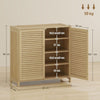 Bamboo Shoe Cabinet with Louvered Doors, 14 Pairs Footwear Cupboard for Hallway
