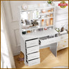 White Dressing Table Vanity Makeup Desk with LED Mirror 5 Drawers & Open Shelves