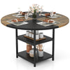 120 cm Round Wooden Kitchen Table Dining Table for 4-6 People-Black