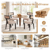 Set of 2 Dining Chairs with Curved Rattan Backrests Padded Seat Cushions