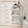 Slim Shoe Storage Cabinet with 3 Flip Drawers for Hallway, White