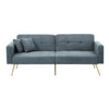 Sofa Bed Love Seat Sofa Settee Couch with Gold Metal Legs & Cushions Gray-blue