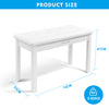 ♬Mustar Piano Stool Wooden Piano Bench With Storage Padded Keyboard Seat White