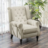 Retro Accent Chair Wingback Armchair with Wood Frame for Living Room Dark Grey