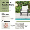 3 Piece Patio Wicker Chairs and Coffee Table Set Rattan Conversation Set