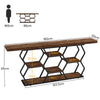180CM Console Sofa Table with 6 Storage Shelves, Industrial Entryway Couch Table