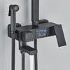 LED Exposed Bathroom Shower Mixer Twin Head Large Bar Set Square Valve Black Tap