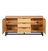 Large Sideboard, Metal-Based Oak Effect Storage Cabinet with Drawers & Cupboards