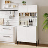 Kitchen Pantry Cabinet with Power Outlets and Wine Racks-White