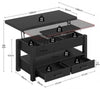 Lift Top Coffee Table 100x50cm with Storage Drawers & Shelf Black Living Room