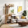 7-in-1 Coat Rack Stand with Mirror Clothes Hanger Drawer Shoe Storage Bench