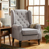 Retro Accent Chair Wingback Armchair with Wood Frame for Living Room Dark Grey