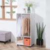Open Wardrobe Clothes Rail Bedroom Clothes Storage Rod Shelves White