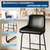 Bar Stools Set of 3/4 PU Leather 24 Inch Height Bar Chairs With Backrest
