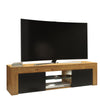 130cm TV Unit Oak Matt Body | Black Matt Doors Cabinet | Modern Storage Unit