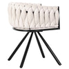 2PC Swivel Velvet Dining Chairs Rotatable Metal Legs Kitchen Chairs Modern Beige