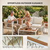 4 Piece Rattan Garden Furniture Set with Loveseat, Armchairs, Table, Cream White