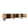 Modern TV Stand TV Console Unit with Grille Doors & Shelves, 180 cm, Wood Grain