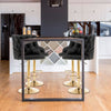 2x Breakfast Bar Stools Velvet Kitchen Counter Chair Lift Chrome Base Pub Restur