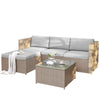 Rattan Garden Furniture Set Corner Sofa Lounger Outdoor Patio Table Chairs Kahki