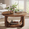Round Coffee Table, 2-Tier Wooden Circle Center Coffee Table with Thick Tabletop