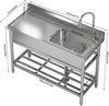 Commercial Stainless Steel Kitchen Sink Single Bowl Wash Basins Drainer Unit UK