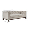 Dusk Chesterfield Stone Matte Velvet & Ash Wood Quilted 3 Seater Sofa RRP £1069